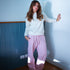 Women Winter Pajama Set Off White Sweatshirt +Pink Gingham Pattern Pants